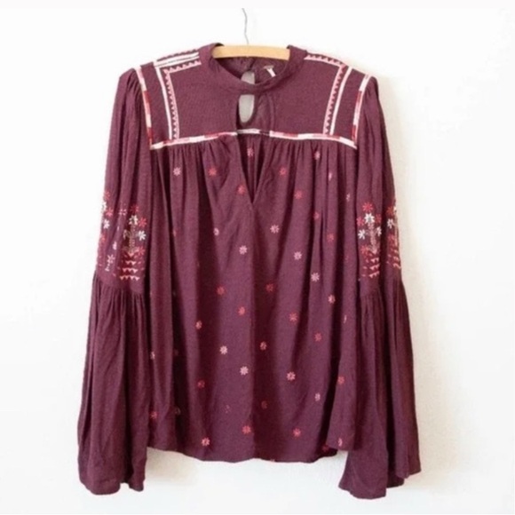 Free People Tops - Free People Waiting on a Sunny Day embroidered blouse Size Med ( no size tag)